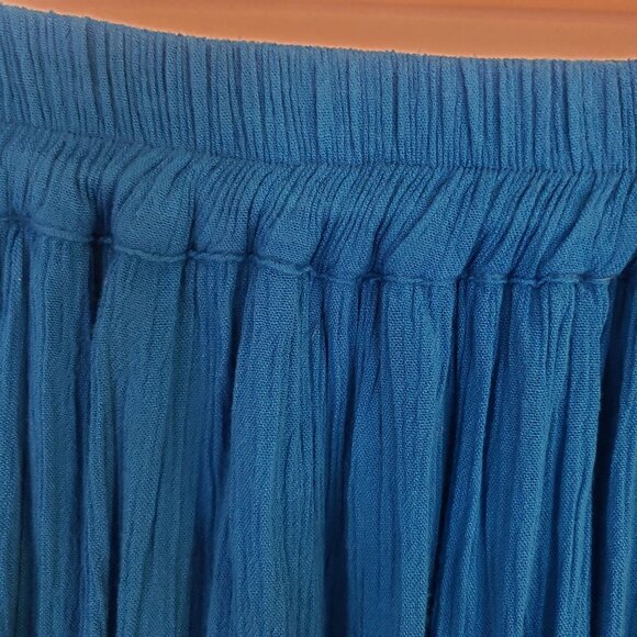 Fun and Flirt Maxi skirt Size Small Medium turquoise embroidered waist trim - Picture 6 of 8